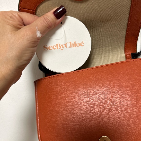 Chloe Mini Leather Crossbody  Bag Brown and Green - Picture 9 of 15